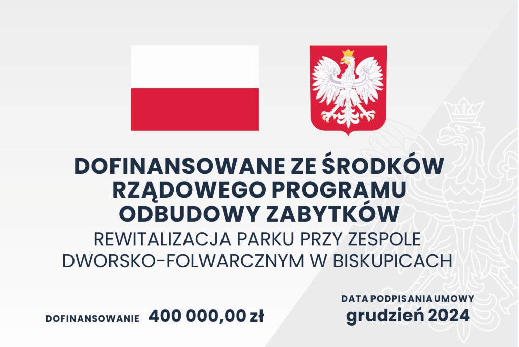Rewitalizacja parku w Biskupicach - tablica